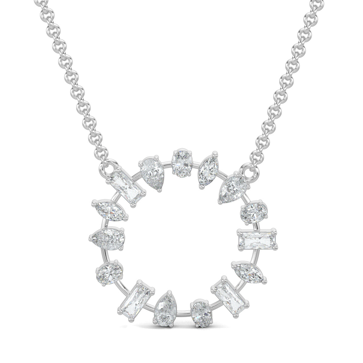 White Gold, Diamond Pendants, Natural diamond pendant, Lab-grown diamond pendant, Gem Fusion Pendant, Baguette diamonds, Pear-cut diamonds, Marquise diamonds, Oval-cut diamonds, Ethical jewelry, Sophisticated pendant.
