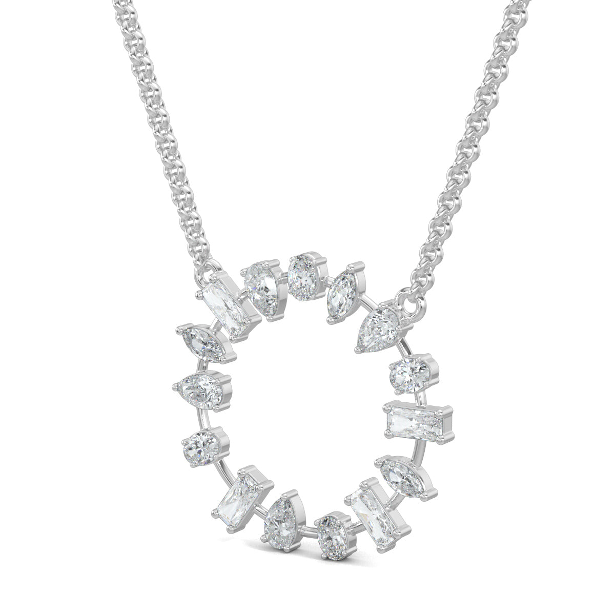 White Gold, Diamond Pendants, Natural diamond pendant, Lab-grown diamond pendant, Gem Fusion Pendant, Baguette diamonds, Pear-cut diamonds, Marquise diamonds, Oval-cut diamonds, Ethical jewelry, Sophisticated pendant.