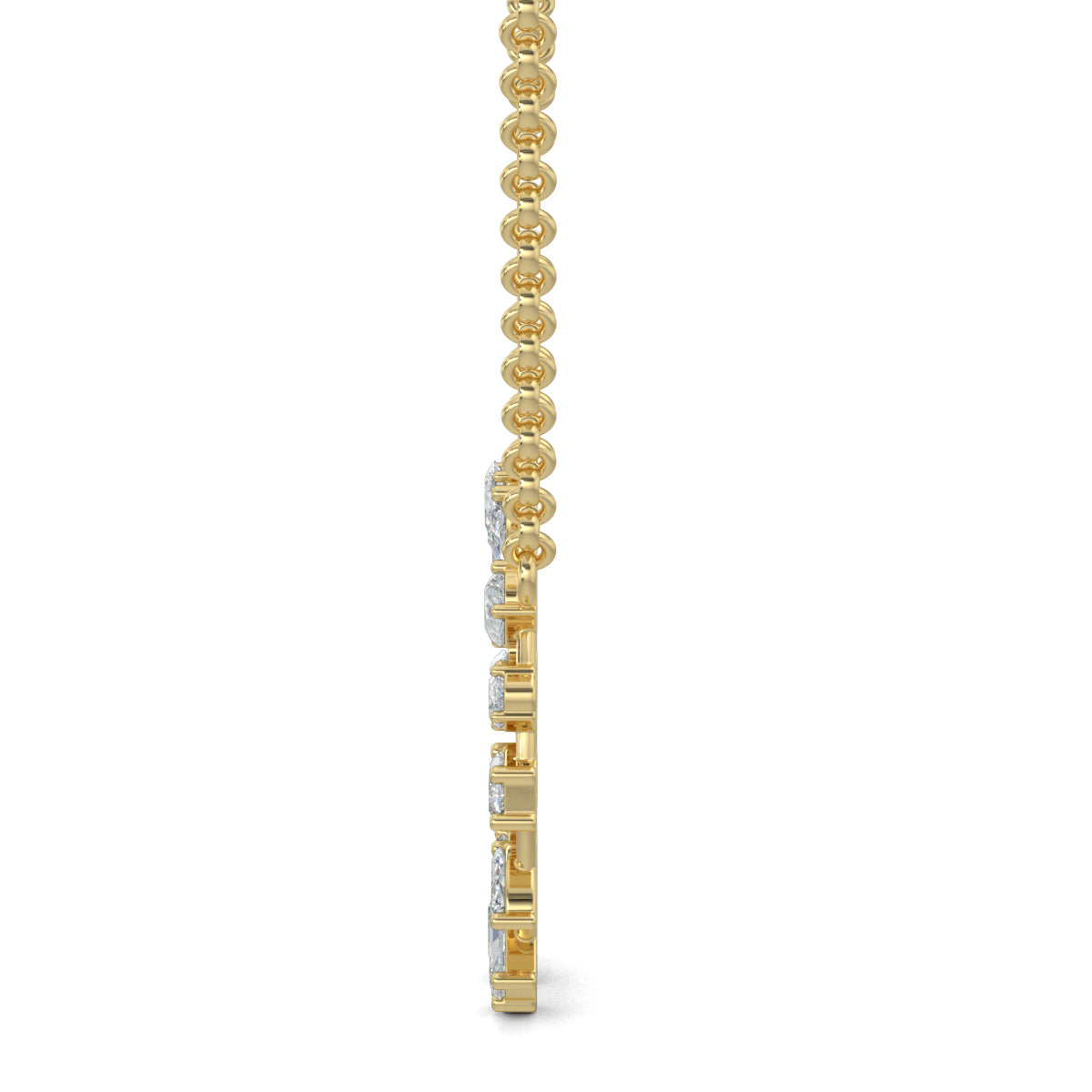 Yellow Gold, Diamond Pendants, Natural diamond pendant, Lab-grown diamond pendant, Gem Fusion Pendant, Baguette diamonds, Pear-cut diamonds, Marquise diamonds, Oval-cut diamonds, Ethical jewelry, Sophisticated pendant.