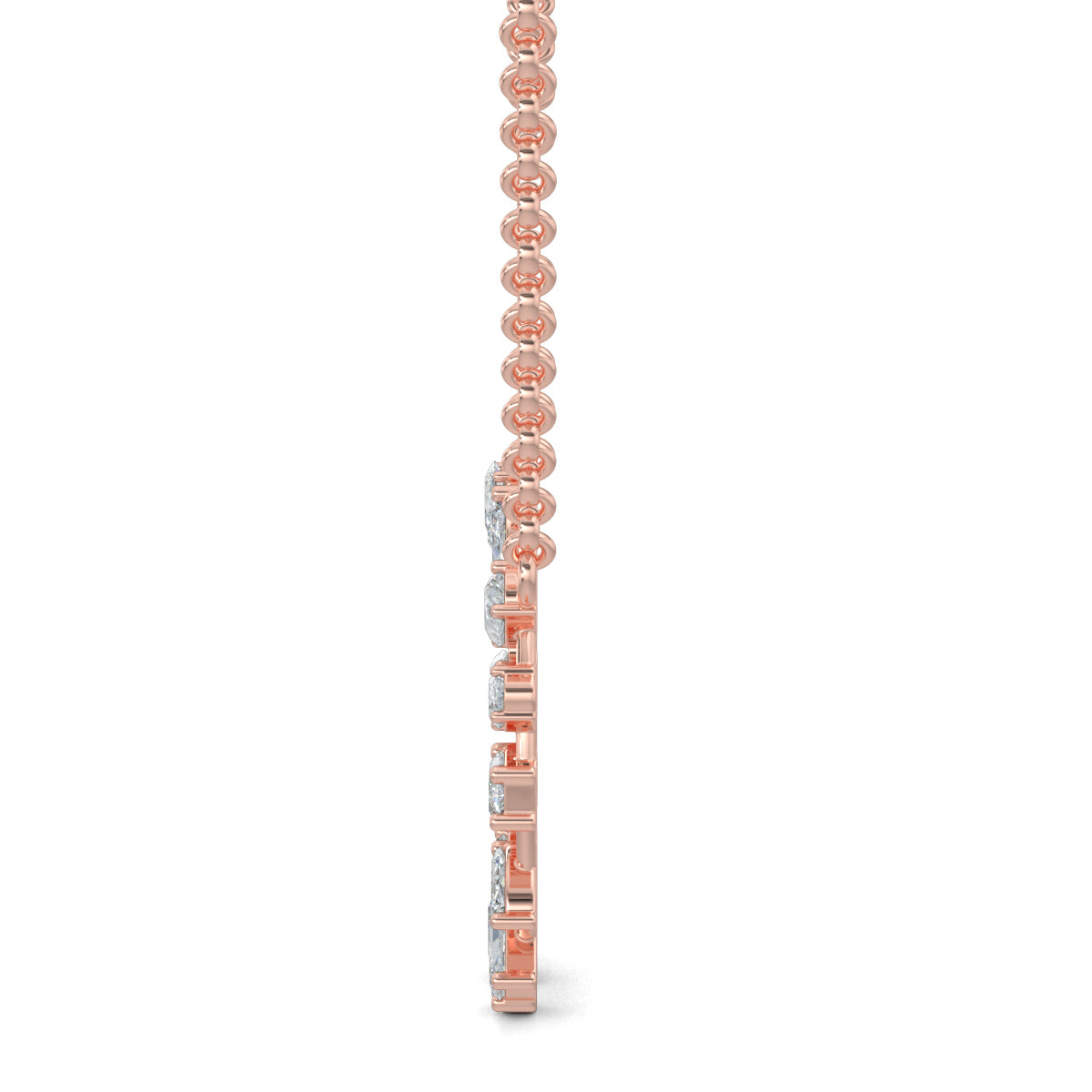 Rose Gold, Diamond Pendants, Natural diamond pendant, Lab-grown diamond pendant, Gem Fusion Pendant, Baguette diamonds, Pear-cut diamonds, Marquise diamonds, Oval-cut diamonds, Ethical jewelry, Sophisticated pendant.