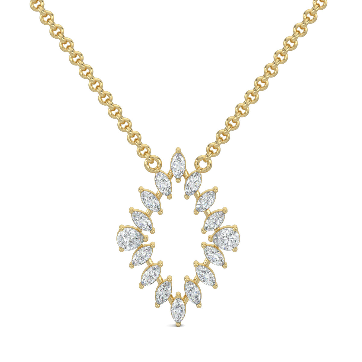 Yellow Gold, Diamond Pendants, Marquise Sparkle Pendant, Diamond Pendant, Natural Diamonds, Lab-grown Diamonds, Casual Pendant, Elegant Jewelry