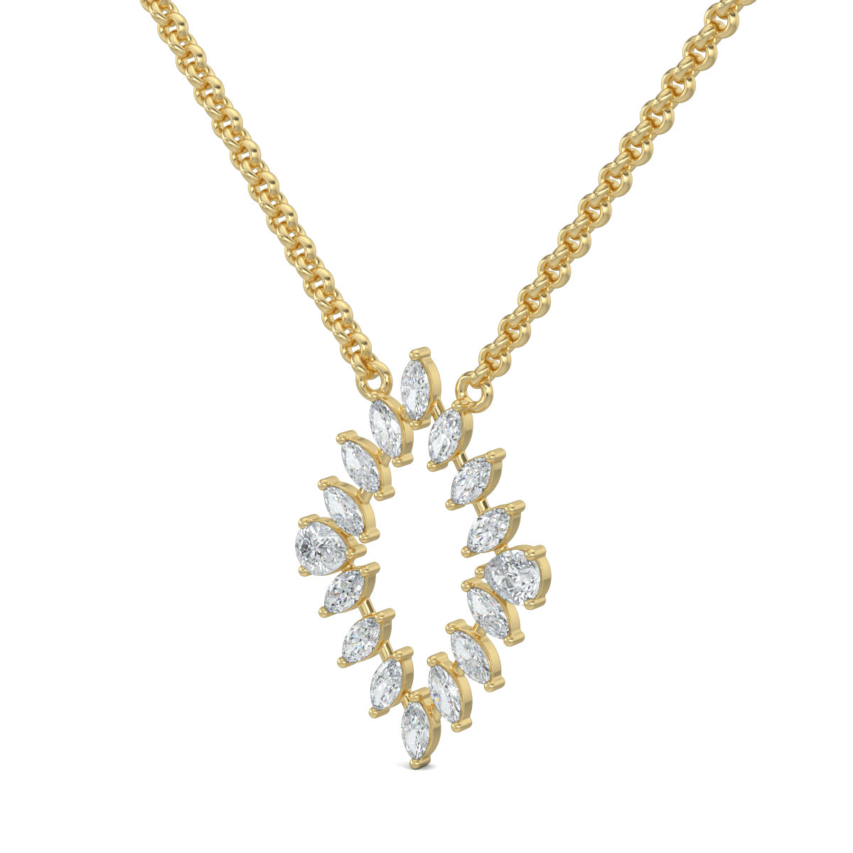 Yellow Gold, Diamond Pendants, Marquise Sparkle Pendant, Diamond Pendant, Natural Diamonds, Lab-grown Diamonds, Casual Pendant, Elegant Jewelry