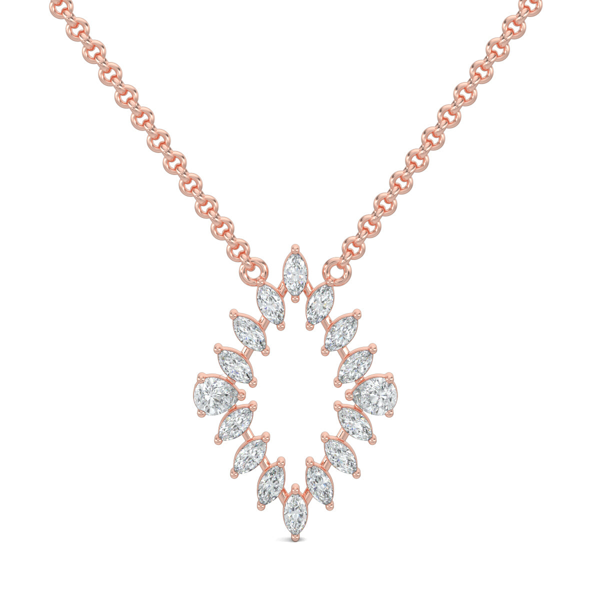 Rose Gold, Diamond Pendants, Marquise Sparkle Pendant, Diamond Pendant, Natural Diamonds, Lab-grown Diamonds, Casual Pendant, Elegant Jewelry