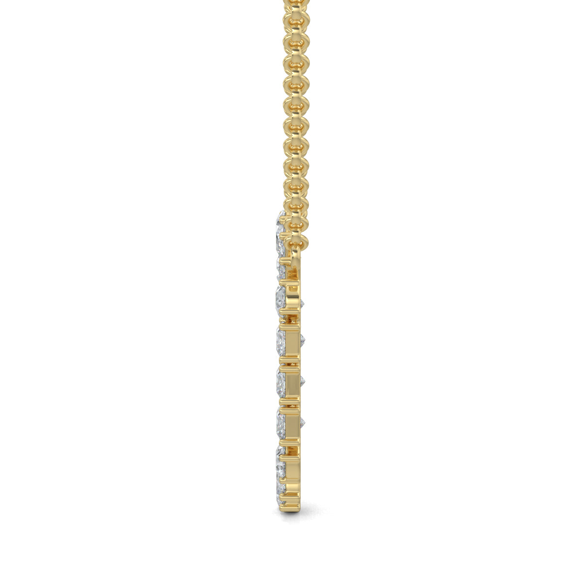 Yellow Gold, Diamond Pendants, Natura diamond pendant, Lab-grown diamond pendant, gilded metal pendant, marquise cut diamonds, pear cut diamonds, princess cut diamonds, opulent jewelry, luxury pendant, timeless elegance.