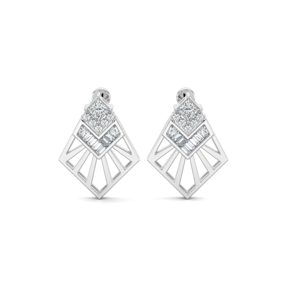 White Gold, Diamond Pendant, Natural Diamonds, Lab-grown Diamonds, Sky Soar Pendant Set, baguette diamonds, round diamonds, princess-cut diamond, casual pendant set, diamond jewelry