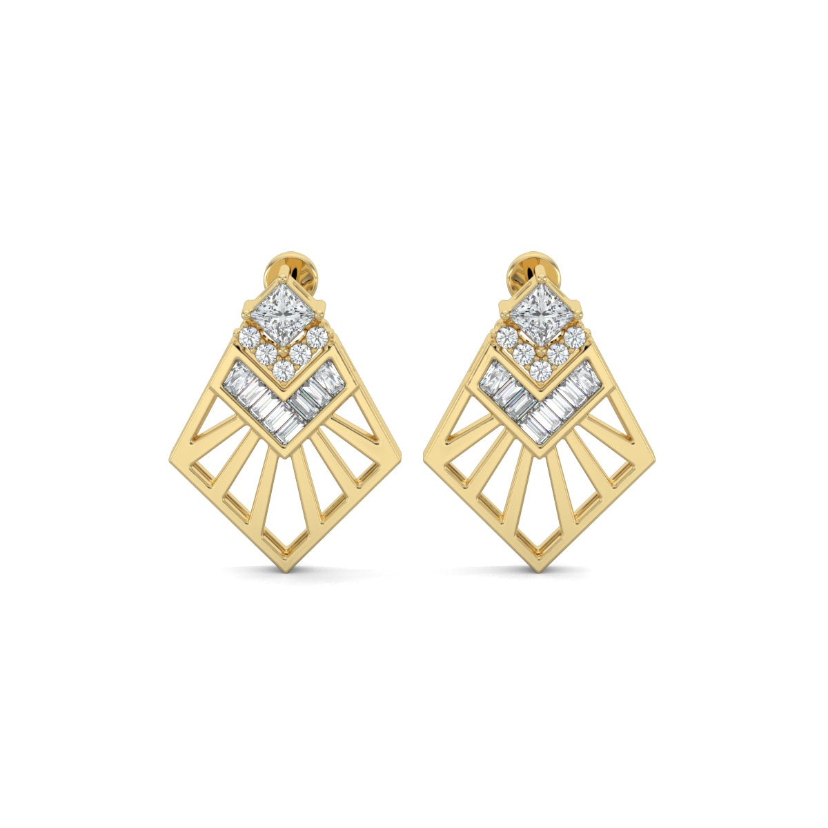 Yellow Gold, Diamond Pendant, Natural Diamonds, Lab-grown Diamonds, Sky Soar Pendant Set, baguette diamonds, round diamonds, princess-cut diamond, casual pendant set, diamond jewelry