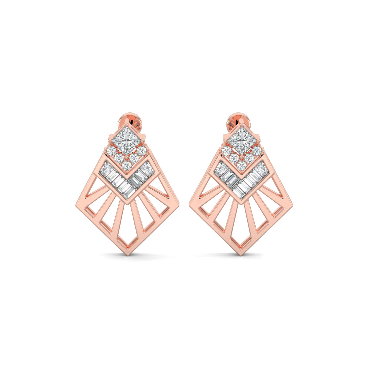 Rose Gold, Diamond Pendant, Natural Diamonds, Lab-grown Diamonds, Sky Soar Pendant Set, baguette diamonds, round diamonds, princess-cut diamond, casual pendant set, diamond jewelry