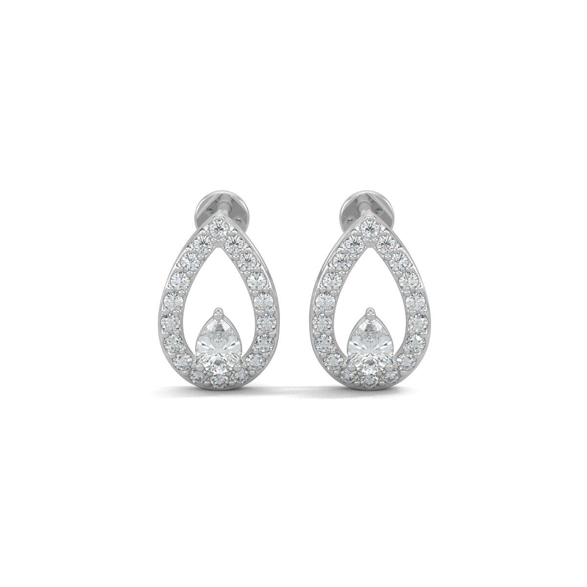 White Gold, Diamond Pendant, Natural Diamonds, Lab-grown Diamonds, pear-shaped pendant, round diamonds, hollow pendant, pear diamond, earrings, sophisticated jewelry