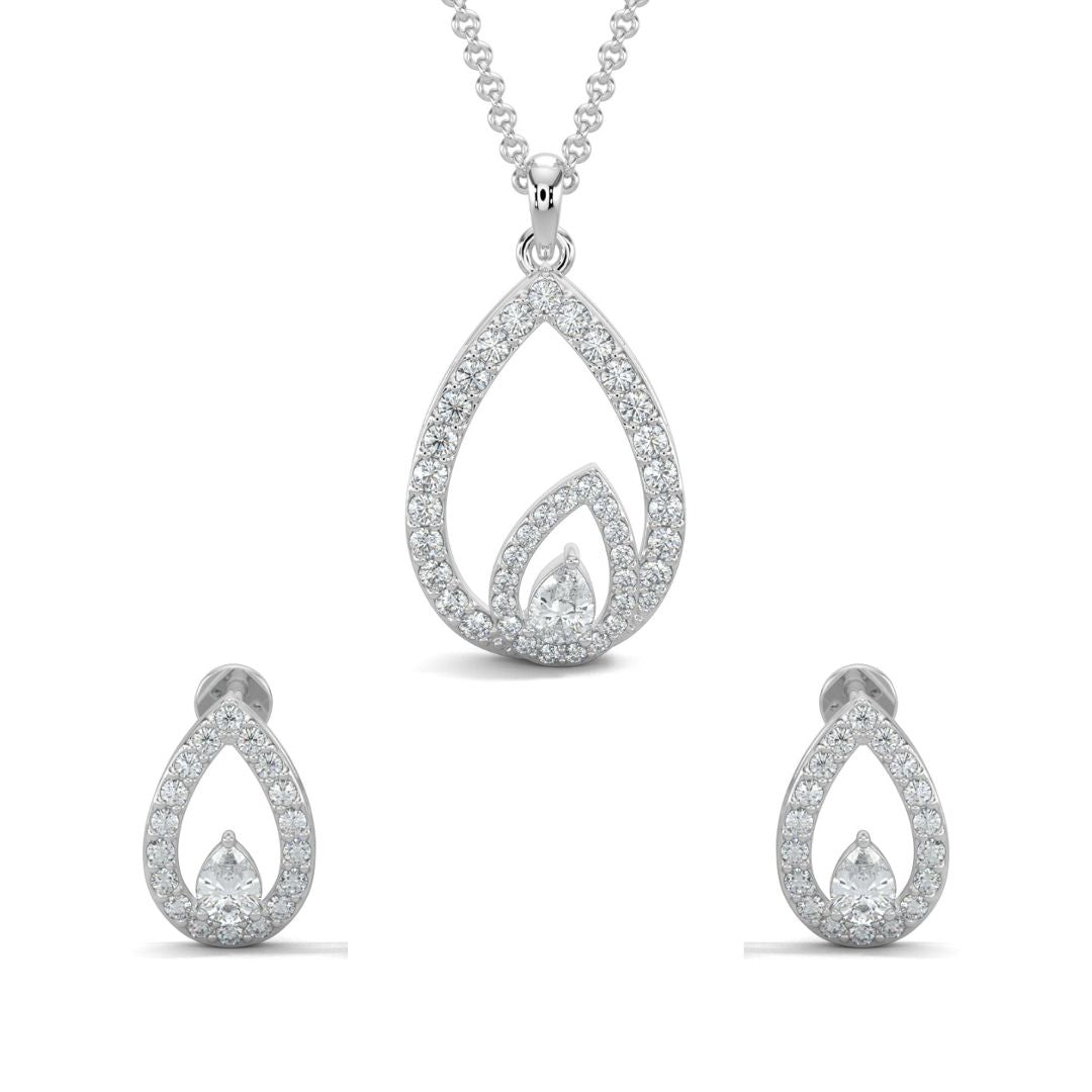 White Gold, Diamond Pendant, Natural Diamonds, Lab-grown Diamonds, pear-shaped pendant, round diamonds, hollow pendant, pear diamond, earrings, sophisticated jewelry