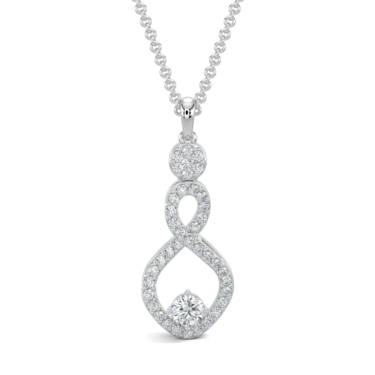White Gold, Diamond Pendant, Natural Diamonds, Lab-grown Diamonds, Glamorous Twist Pendant Set, Casual Pendant Set, Round Diamonds, Twist and Turn Border, Circle Pendant, Earrings, Luxurious Jewelry