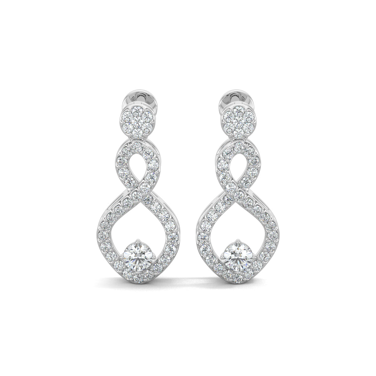 White Gold, Diamond Pendant, Natural Diamonds, Lab-grown Diamonds, Glamorous Twist Pendant Set, Casual Pendant Set, Round Diamonds, Twist and Turn Border, Circle Pendant, Earrings, Luxurious Jewelry