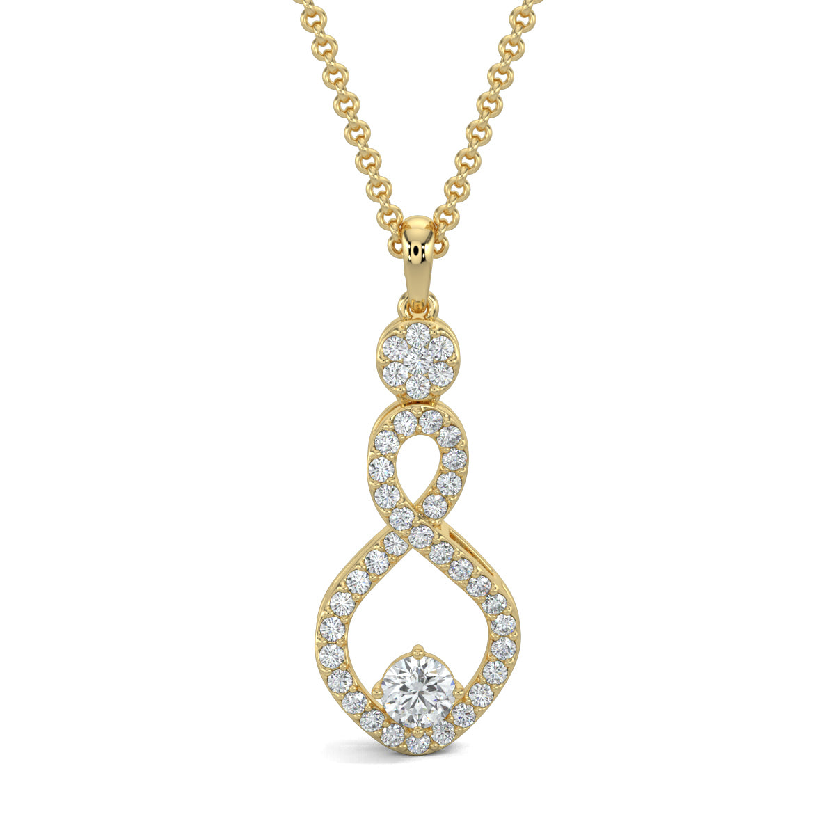 Yellow Gold, Diamond Pendant, Natural Diamonds, Lab-grown Diamonds, Glamorous Twist Pendant Set, Casual Pendant Set, Round Diamonds, Twist and Turn Border, Circle Pendant, Earrings, Luxurious Jewelry