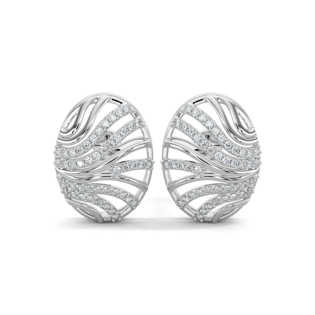 White Gold, Diamond Pendant, Natural Diamonds, Lab-grown Diamonds, Oceanic Charm Pendant Set, Casual Diamond Pendant Set, Oval Pendant and Earrings, Octopus Inspired Design, Metal and Diamond Lines, Everyday Jewelry, Fashion Accessories