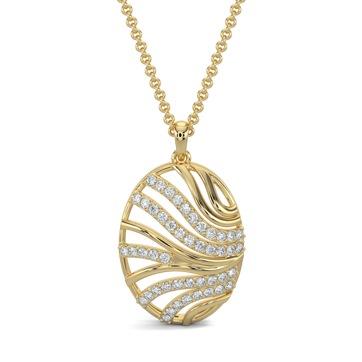 Yellow Gold, Diamond Pendant, Natural Diamonds, Lab-grown Diamonds, Oceanic Charm Pendant Set, Casual Diamond Pendant Set, Oval Pendant and Earrings, Octopus Inspired Design, Metal and Diamond Lines, Everyday Jewelry, Fashion Accessories