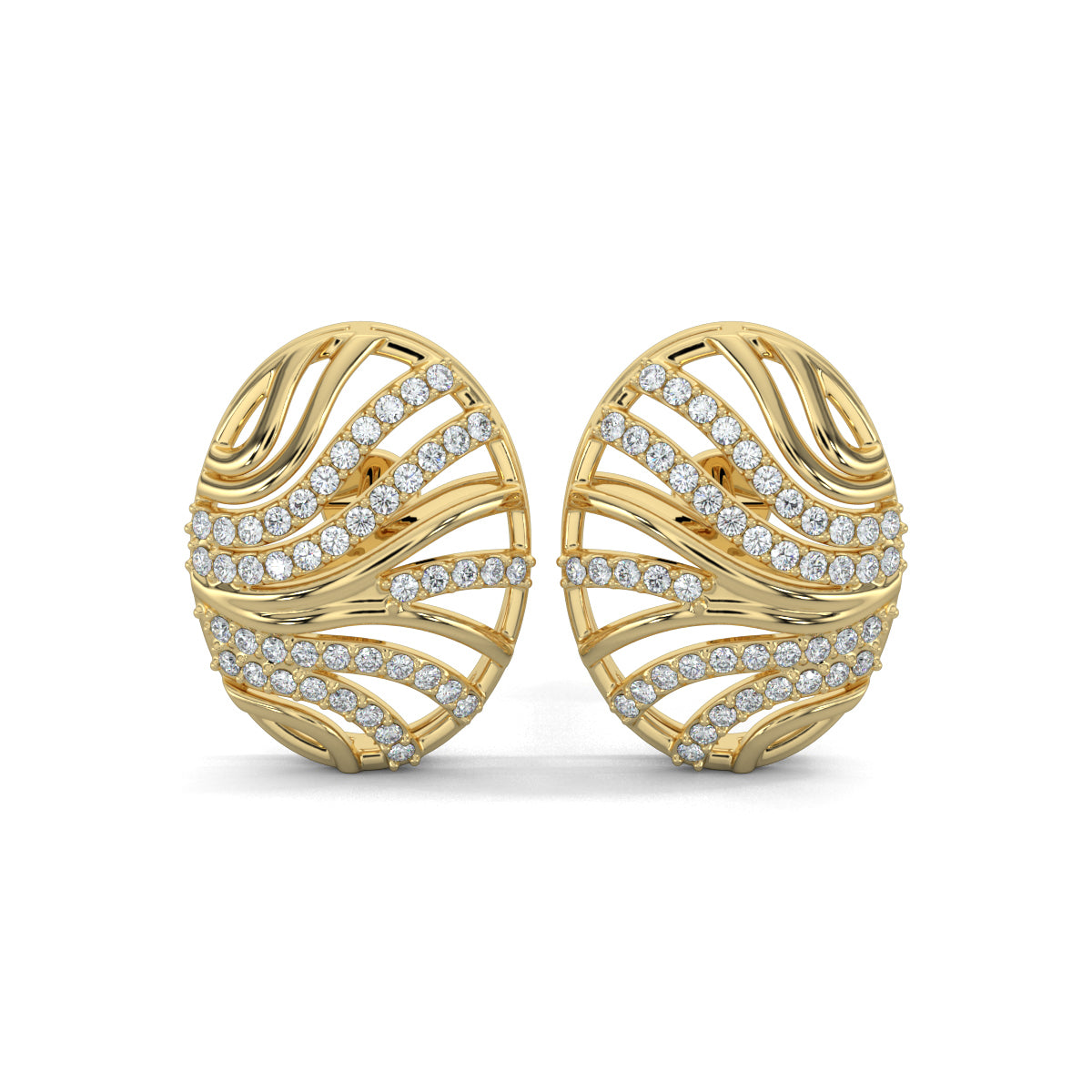 Yellow Gold, Diamond Pendant, Natural Diamonds, Lab-grown Diamonds, Oceanic Charm Pendant Set, Casual Diamond Pendant Set, Oval Pendant and Earrings, Octopus Inspired Design, Metal and Diamond Lines, Everyday Jewelry, Fashion Accessories