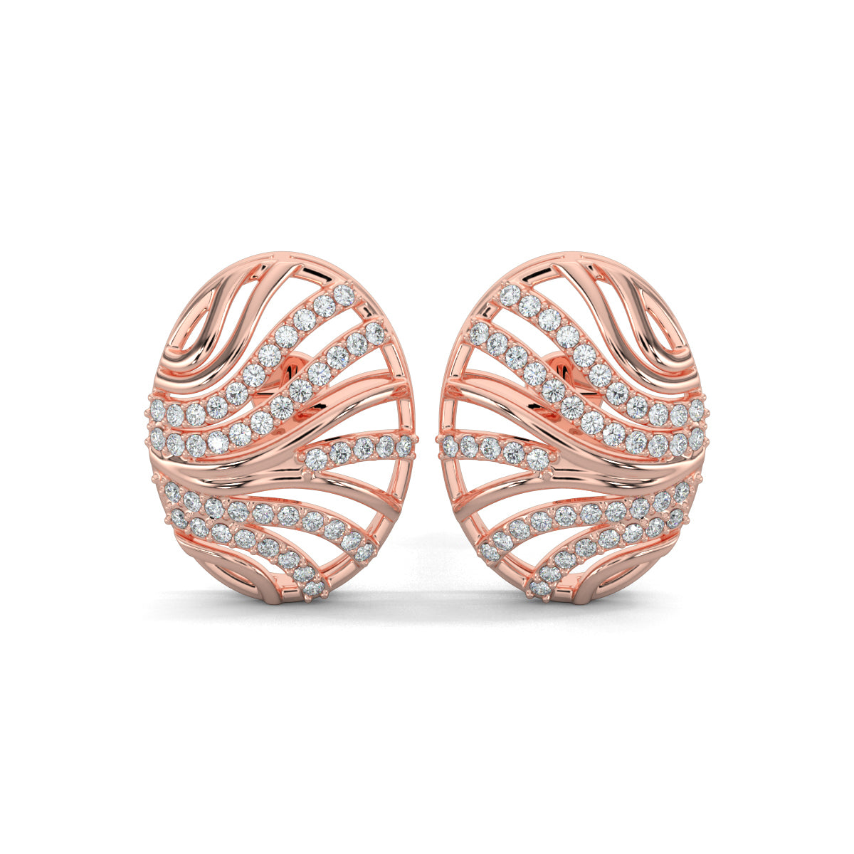 Rose Gold, Diamond Pendant, Natural Diamonds, Lab-grown Diamonds, Oceanic Charm Pendant Set, Casual Diamond Pendant Set, Oval Pendant and Earrings, Octopus Inspired Design, Metal and Diamond Lines, Everyday Jewelry, Fashion Accessories