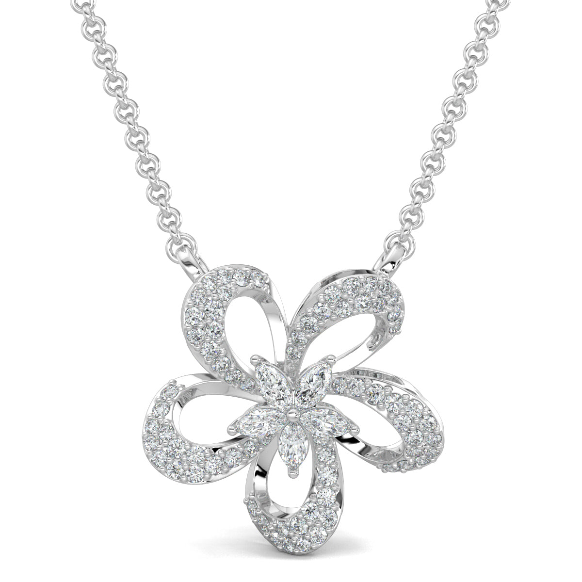 White Gold, Diamond Pendant, Natural Diamonds, Lab-grown Diamonds, Petite Flora Diamond Pendant Set, Flower Pendant Set, Casual Jewelry, Diamond Pendant and Earrings Set