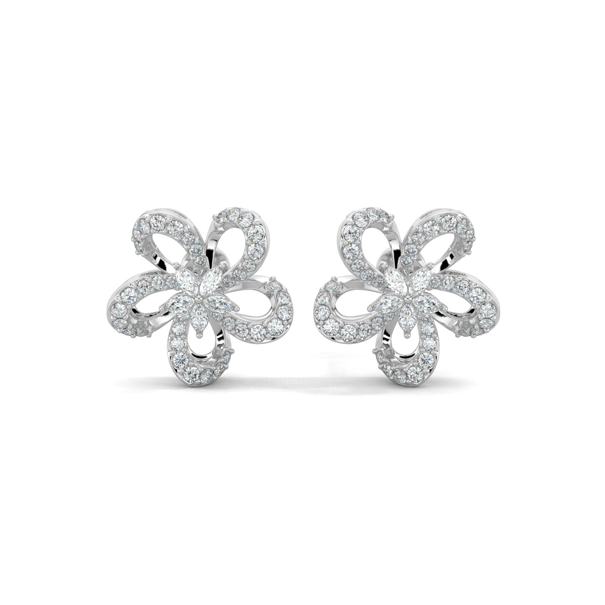 White Gold, Diamond Pendant, Natural Diamonds, Lab-grown Diamonds, Petite Flora Diamond Pendant Set, Flower Pendant Set, Casual Jewelry, Diamond Pendant and Earrings Set