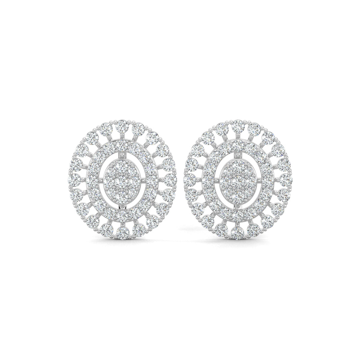 White Gold, Diamond Pendant, Natural Diamonds, Lab-grown Diamonds, Oval diamond pendant, Cascading diamond pendant, Sparkling diamond jewelry set, Elegant diamond earrings