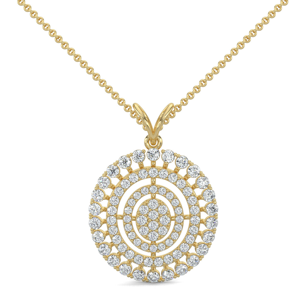 Yellow Gold, Diamond Pendant, Natural Diamonds, Lab-grown Diamonds, Oval diamond pendant, Cascading diamond pendant, Sparkling diamond jewelry set, Elegant diamond earrings