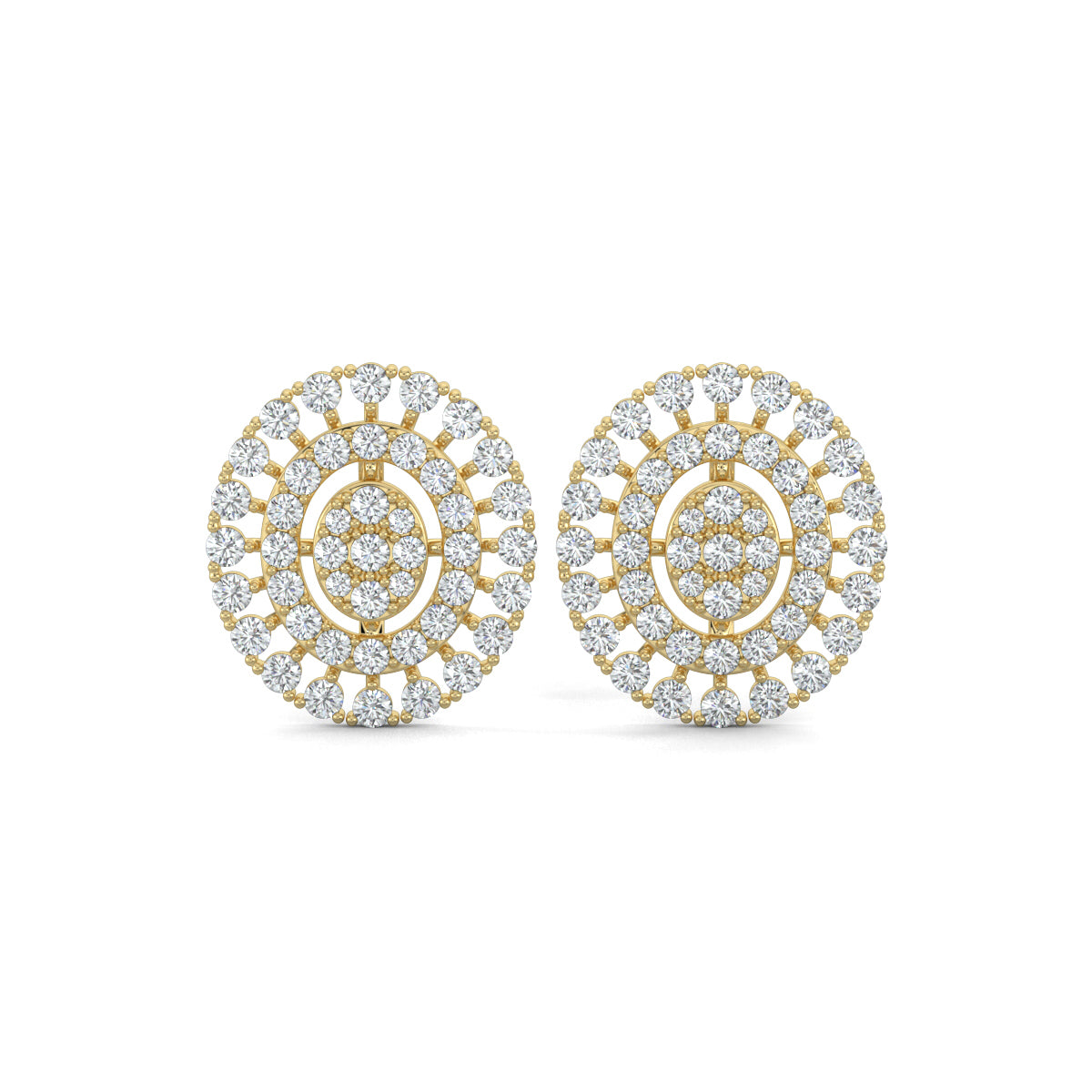 Yellow Gold, Diamond Pendant, Natural Diamonds, Lab-grown Diamonds, Oval diamond pendant, Cascading diamond pendant, Sparkling diamond jewelry set, Elegant diamond earrings