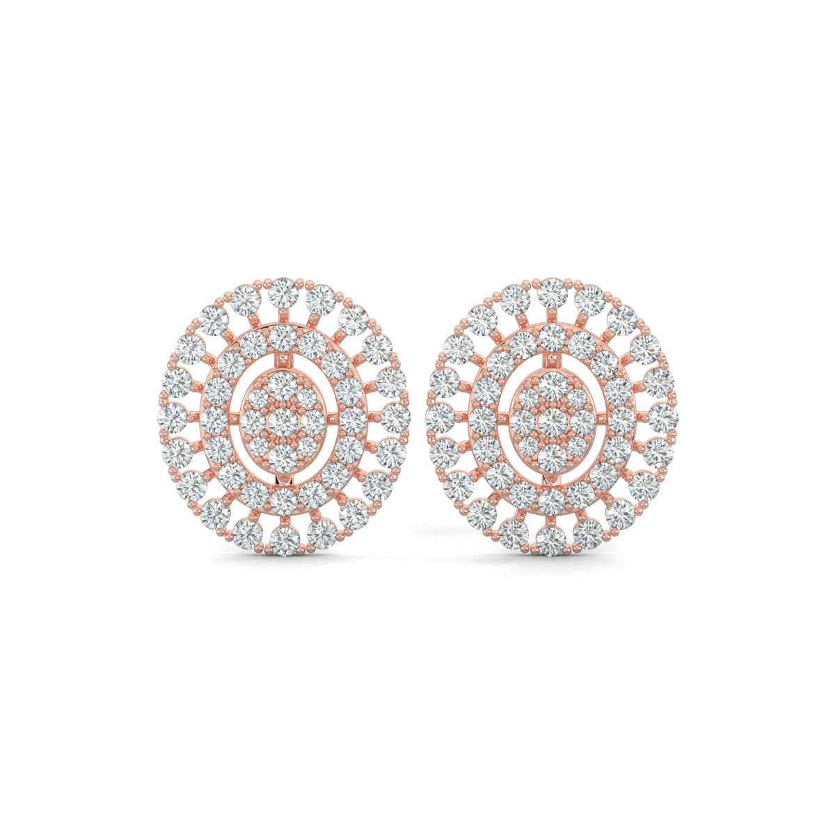 Rose Gold, Diamond Pendant, Natural Diamonds, Lab-grown Diamonds, Oval diamond pendant, Cascading diamond pendant, Sparkling diamond jewelry set, Elegant diamond earrings