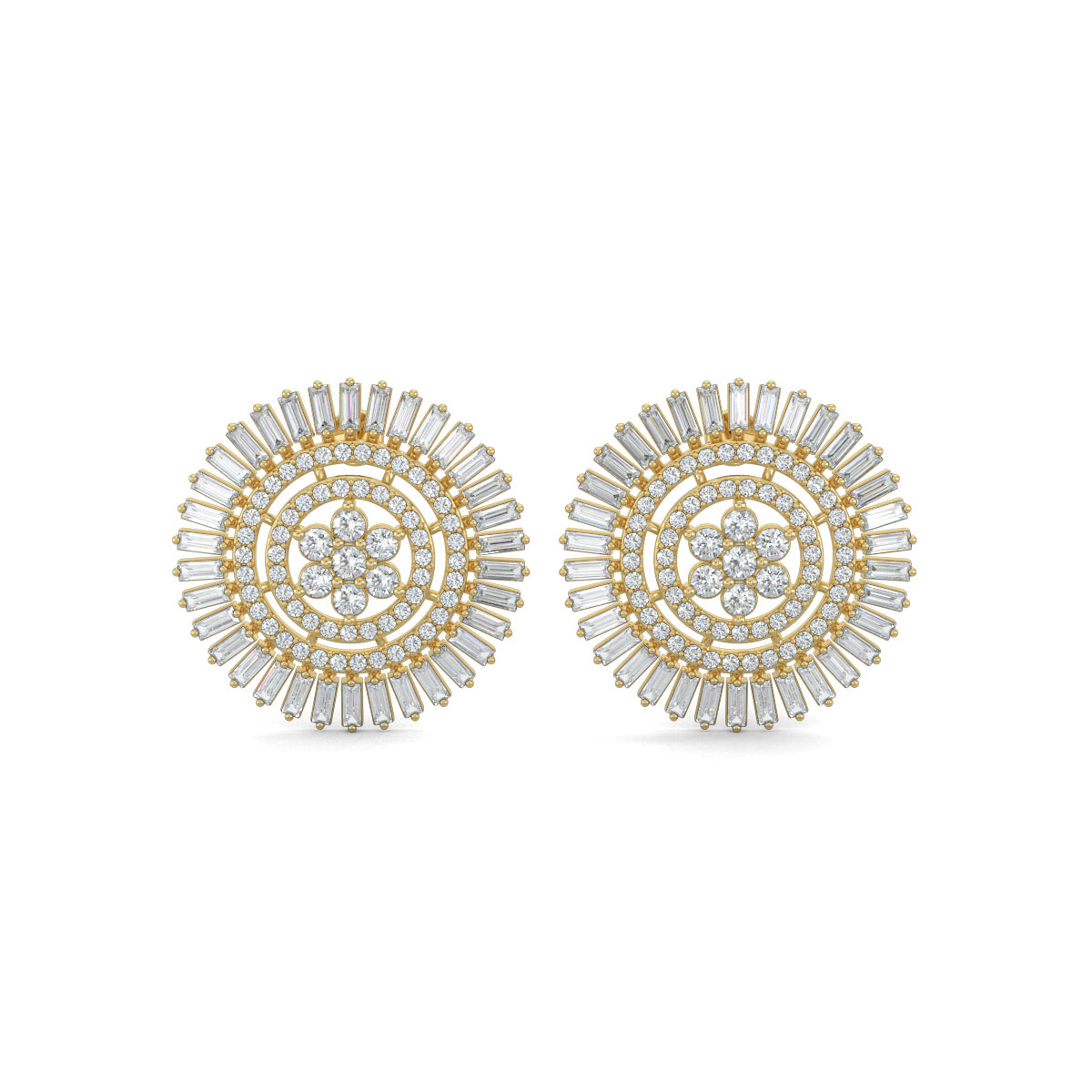 Yellow Gold, Diamond Pendant, Natural Diamonds, Lab-grown Diamonds, Spin Spark pendant set, Casual jewelry set, Round diamond pendant, Baguette pendant, Ground spinner pendant set