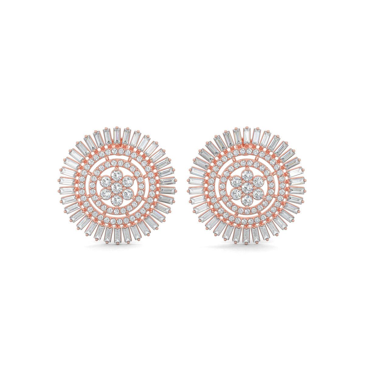 Rose Gold, Diamond Pendant, Natural Diamonds, Lab-grown Diamonds, Spin Spark pendant set, Casual jewelry set, Round diamond pendant, Baguette pendant, Ground spinner pendant set