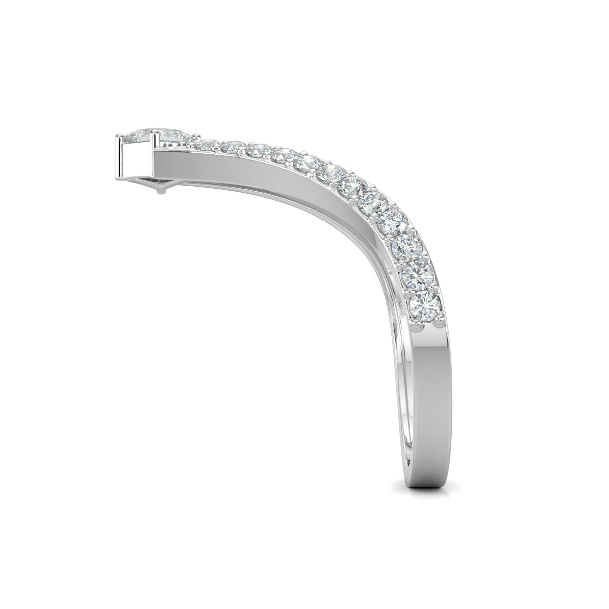White Gold, Diamond Ring, Radiant Embrace Ring, Natural Diamond Ring, Lab-Grown Diamond Ring, Split Shank Band Ring, V-Shaped Ring, Round Diamond Ring, Princess-Cut Diamond Ring, Elegance, Romance, Contemporary Jewelry