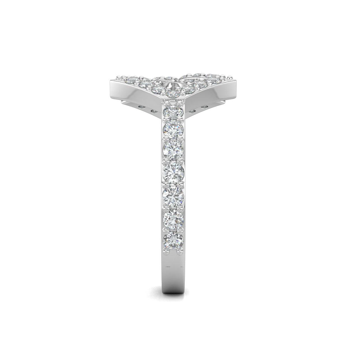 White Gold, Diamond Ring, Natural diamond ring, Lab-grown diamond ring, intertwined diamond design, round diamond accents, unity symbol ring, elegant diamond band.