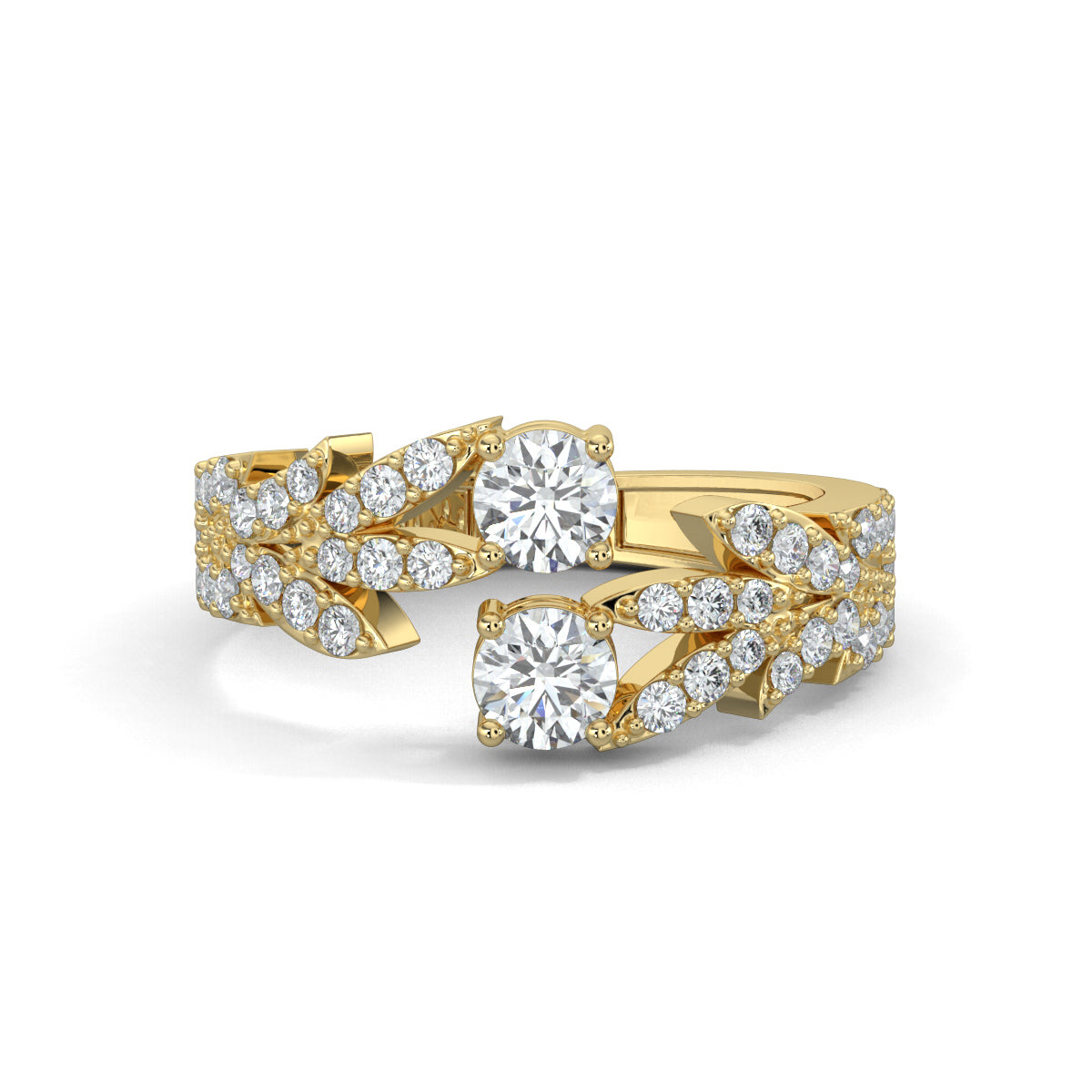 Yellow Gold, Diamond Ring, Split shank diamond ring, everyday diamond ring, natural diamond ring, lab-grown diamond ring, claw design diamond ring, round diamond ring, modern diamond ring