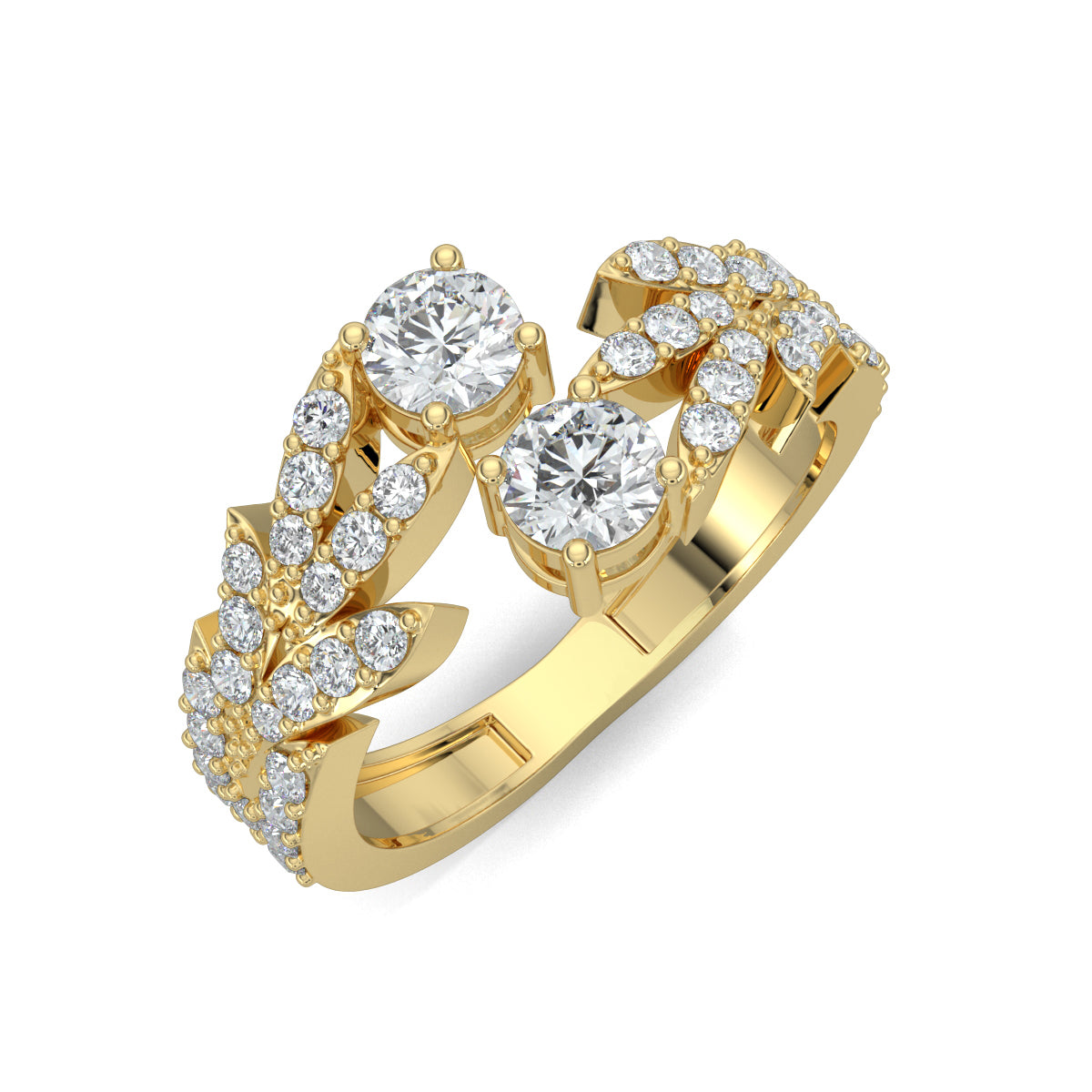 Yellow Gold, Diamond Ring, Split shank diamond ring, everyday diamond ring, natural diamond ring, lab-grown diamond ring, claw design diamond ring, round diamond ring, modern diamond ring