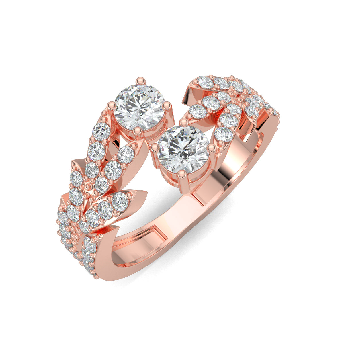 Rose Gold, Diamond Ring, Split shank diamond ring, everyday diamond ring, natural diamond ring, lab-grown diamond ring, claw design diamond ring, round diamond ring, modern diamond ring