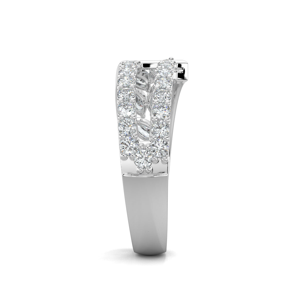 White Gold, Diamond Ring, Natural diamond ring, Lab-grown diamond ring, everyday diamond ring, split shank ring, pave setting, marquise diamonds, unique diamond ring design