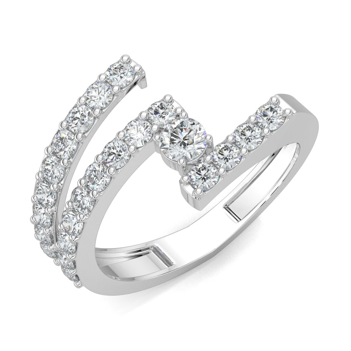 White Gold, Diamond Ring, Sway Split Shank Diamond Ring, Natural Diamond Jewelry, Lab-Grown Diamond Jewelry, Everyday Diamond Ring, Round Diamond Band, Modern Luxury Ring