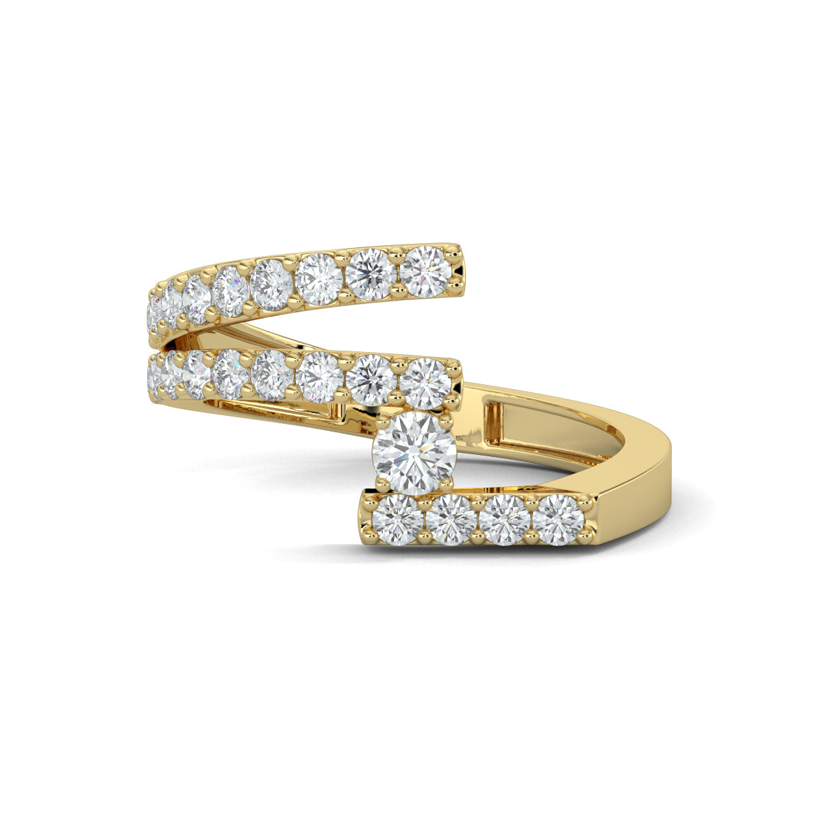 Yellow Gold, Diamond Ring, Sway Split Shank Diamond Ring, Natural Diamond Jewelry, Lab-Grown Diamond Jewelry, Everyday Diamond Ring, Round Diamond Band, Modern Luxury Ring