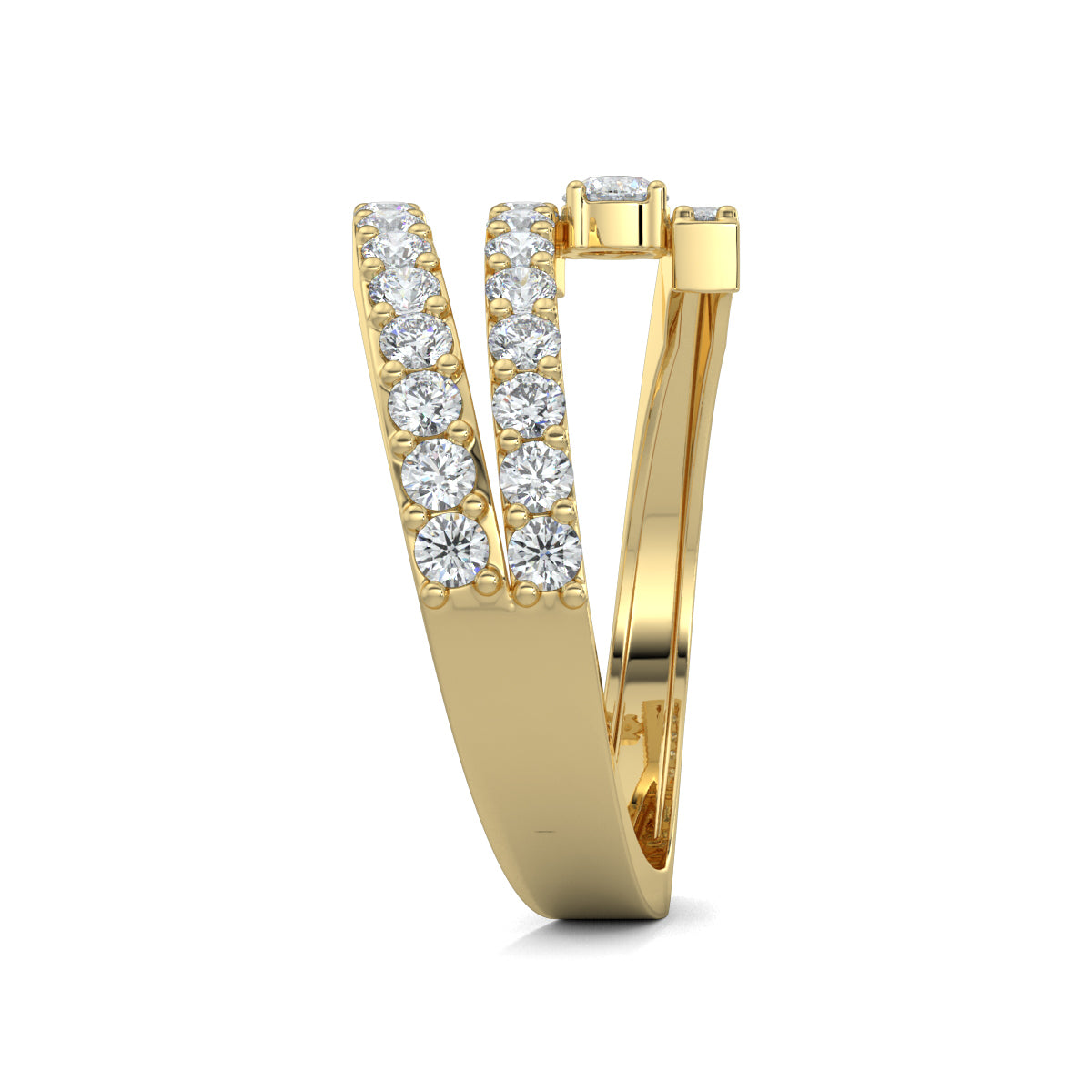 Yellow Gold, Diamond Ring, Sway Split Shank Diamond Ring, Natural Diamond Jewelry, Lab-Grown Diamond Jewelry, Everyday Diamond Ring, Round Diamond Band, Modern Luxury Ring