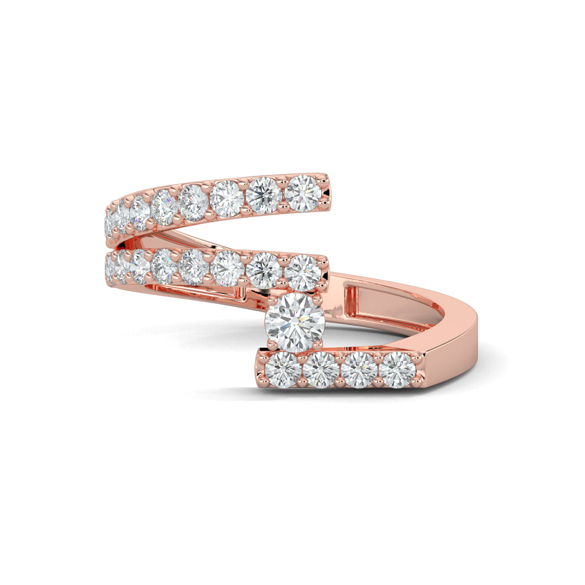 Rose Gold, Diamond Ring, Sway Split Shank Diamond Ring, Natural Diamond Jewelry, Lab-Grown Diamond Jewelry, Everyday Diamond Ring, Round Diamond Band, Modern Luxury Ring