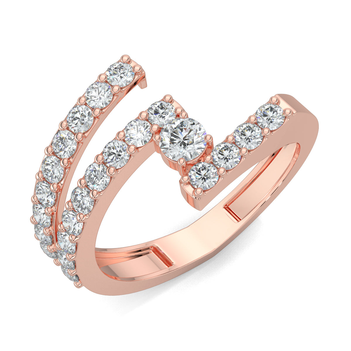 Rose Gold, Diamond Ring, Sway Split Shank Diamond Ring, Natural Diamond Jewelry, Lab-Grown Diamond Jewelry, Everyday Diamond Ring, Round Diamond Band, Modern Luxury Ring