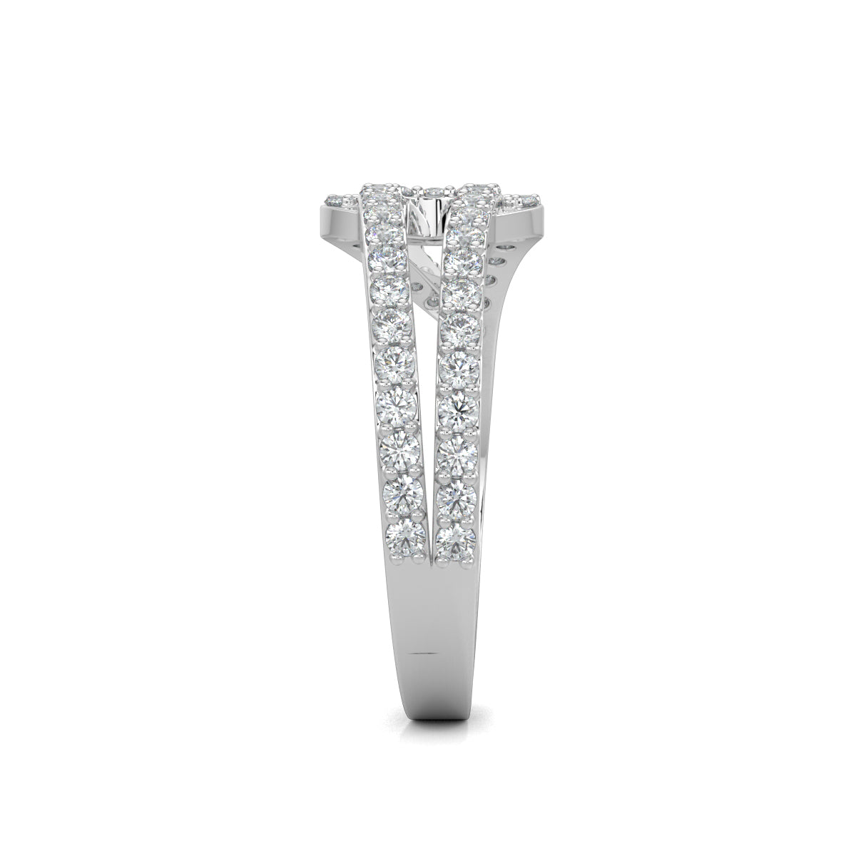 White Gold, Diamond Ring, Natural diamond ring, Lab-grown diamond ring, Gem Grove Ring, split shank diamond ring, sustainable diamond jewelry, eco-friendly ring, everyday diamond ring