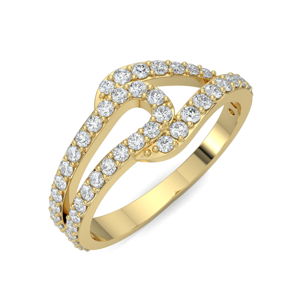 Yellow Gold, Diamond Ring, Natural diamond ring, Lab-grown diamond ring, Gem Grove Ring, split shank diamond ring, sustainable diamond jewelry, eco-friendly ring, everyday diamond ring