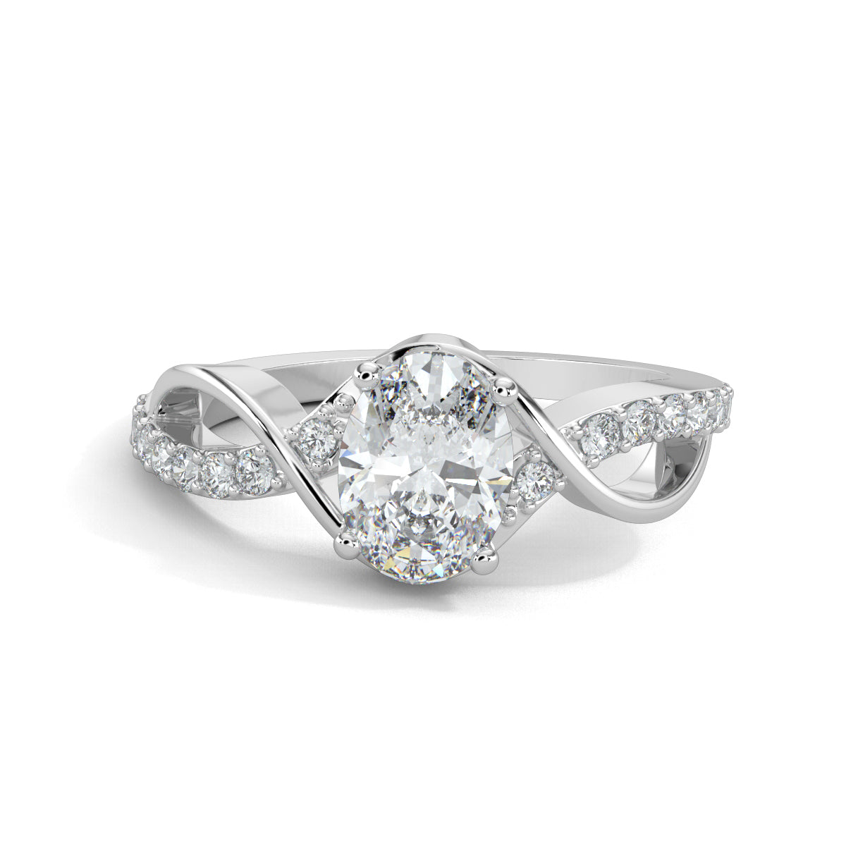 White Gold, Diamond Ring, Natural diamond ring, Curvaceous Diamond Ring, Everyday Diamond Ring, Lab-Grown Diamonds, Oval Diamond, Intertwining Bands, Ethical Jewelry, Sustainable Luxury, Diamond Jewelry