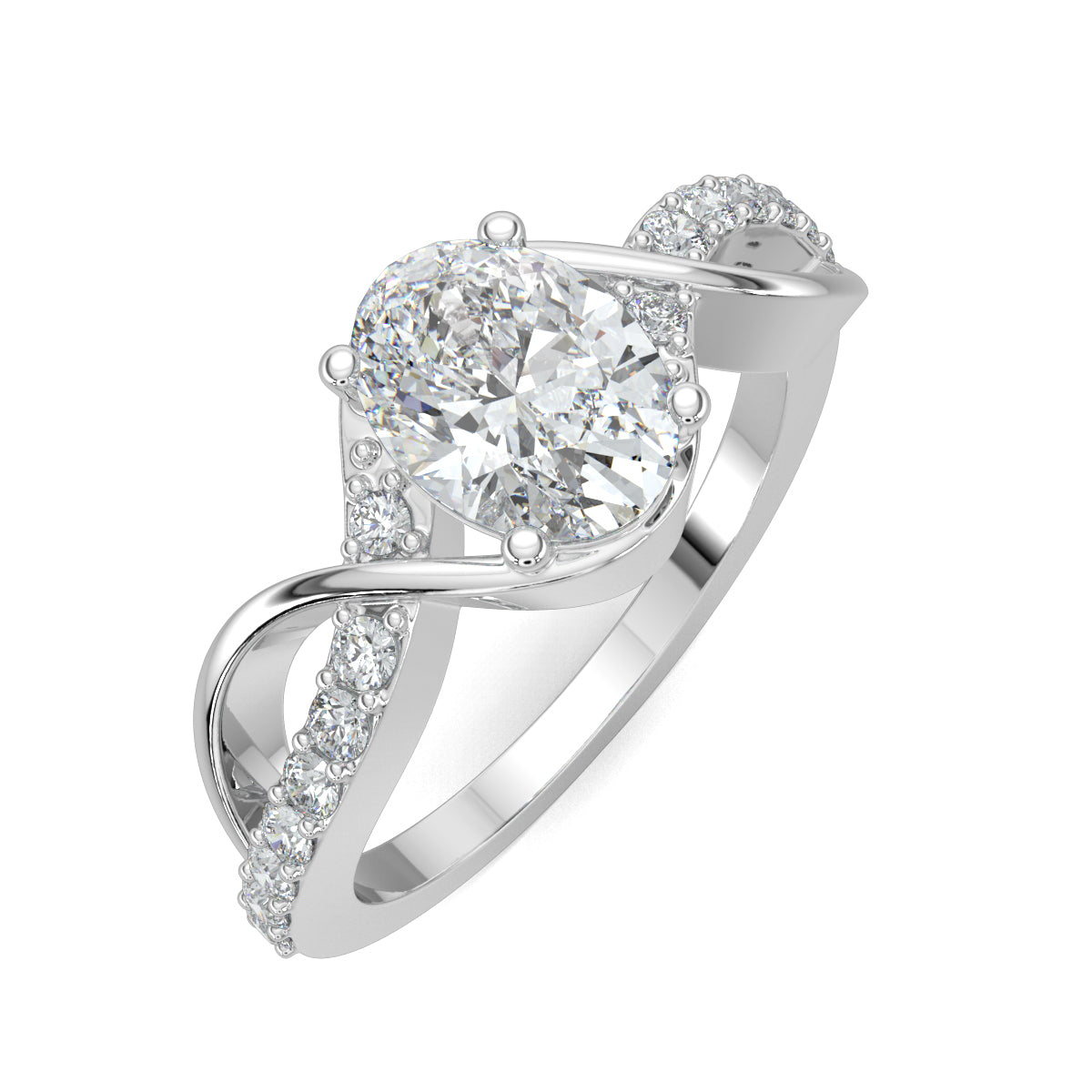White Gold, Diamond Ring, Natural diamond ring, Curvaceous Diamond Ring, Everyday Diamond Ring, Lab-Grown Diamonds, Oval Diamond, Intertwining Bands, Ethical Jewelry, Sustainable Luxury, Diamond Jewelry