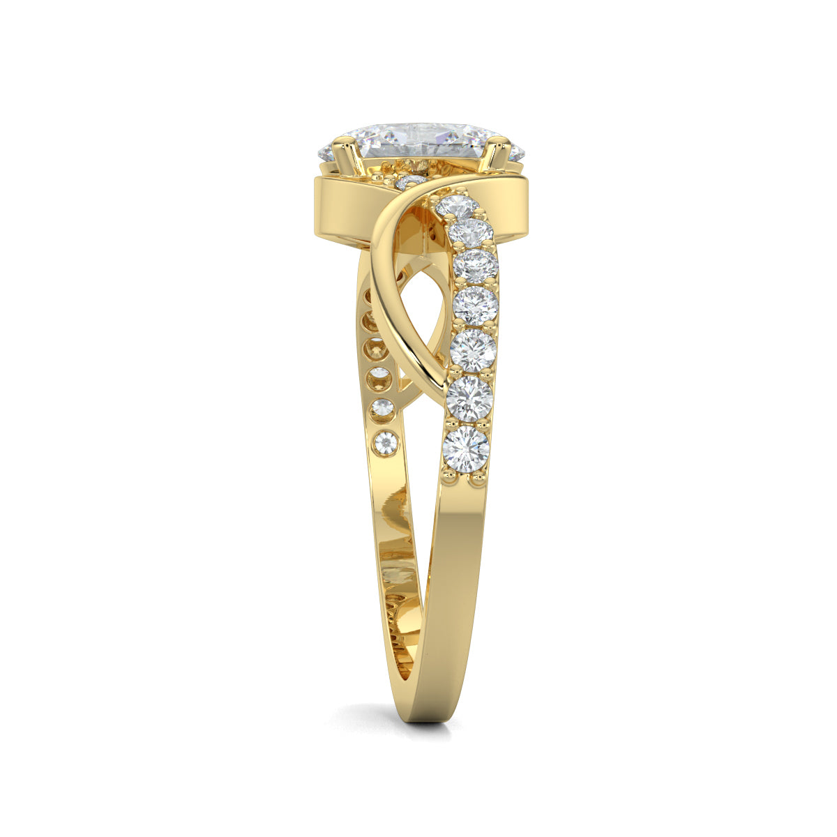Yellow Gold, Diamond Ring, Natural diamond ring, Curvaceous Diamond Ring, Everyday Diamond Ring, Lab-Grown Diamonds, Oval Diamond, Intertwining Bands, Ethical Jewelry, Sustainable Luxury, Diamond Jewelry