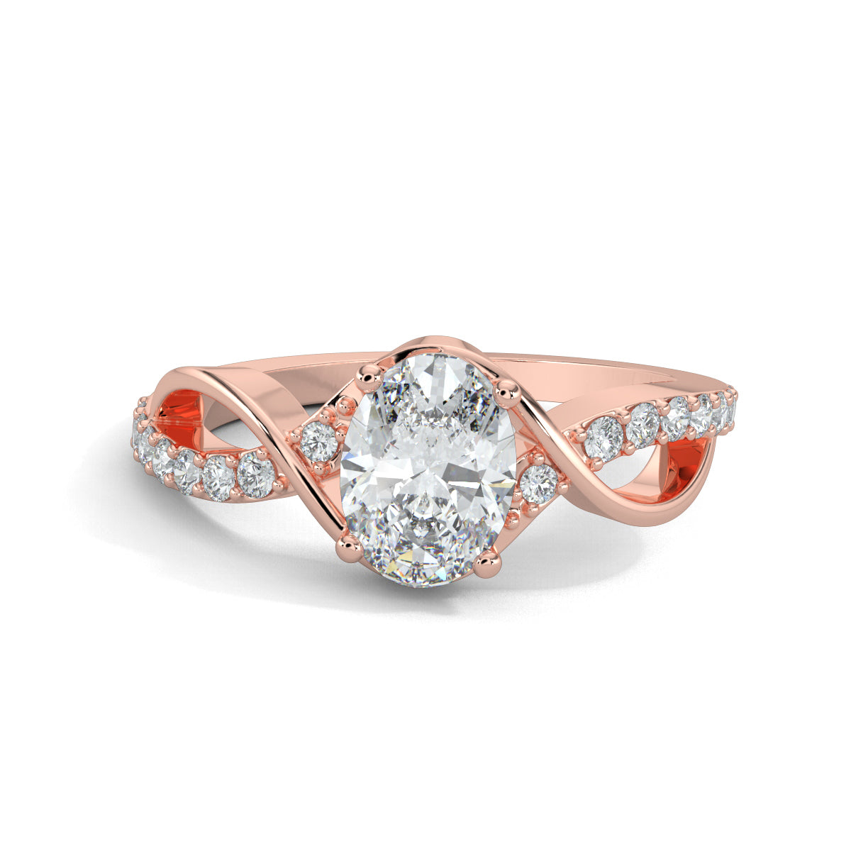 Rose Gold, Diamond Ring, Natural diamond ring, Curvaceous Diamond Ring, Everyday Diamond Ring, Lab-Grown Diamonds, Oval Diamond, Intertwining Bands, Ethical Jewelry, Sustainable Luxury, Diamond Jewelry