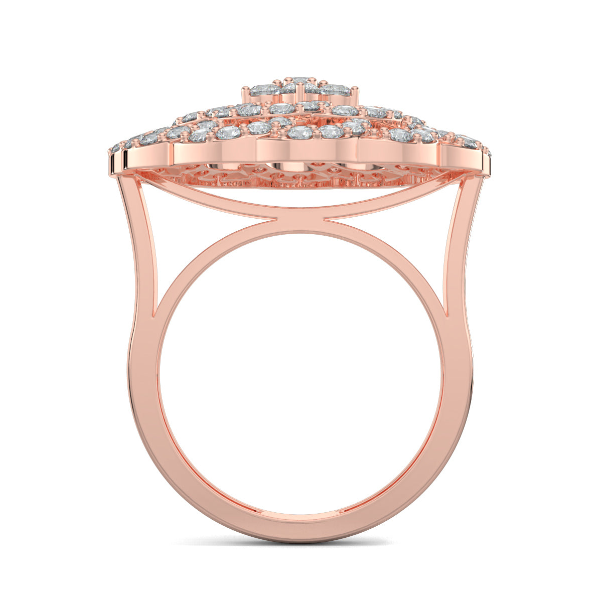 Rose Gold, Diamond Ring, Natural diamond ring, Blossom Burst Diamond Ring, Lab-Grown Diamonds, Floral Inspired Ring, Diamond Encrusted Ring, Cocktail Jewelry, Statement Ring, Elegant Band Ring, Sparkling Flower Ring