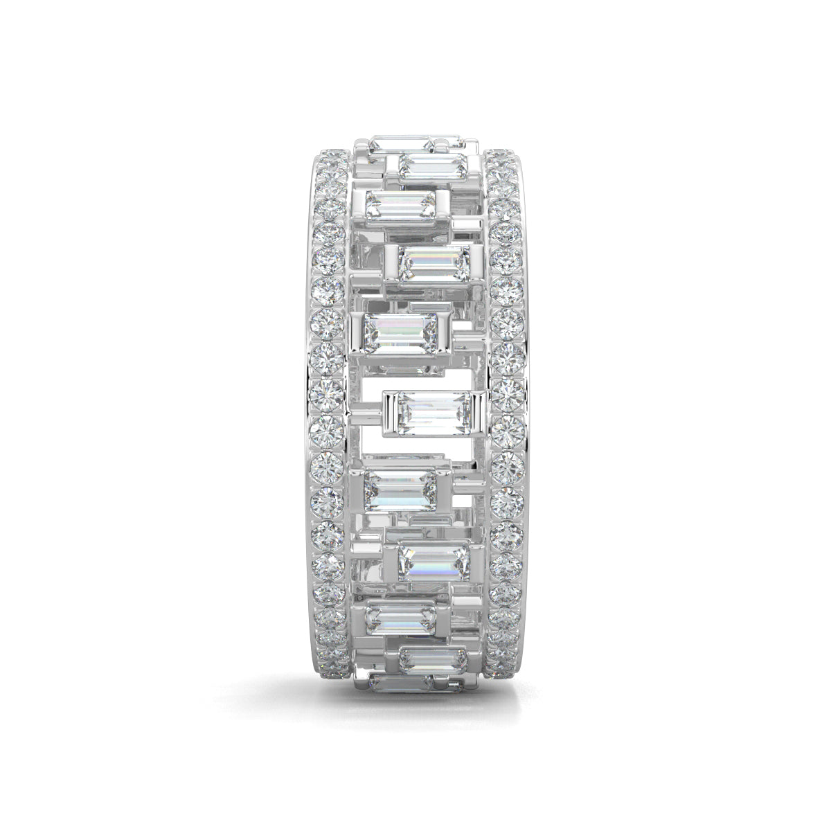 White Gold, Diamond Ring, natural diamond ring, lab-grown diamond ring, dazzling baguette eternity band, round diamonds, baguette diamonds, eternity ring, diamond ring