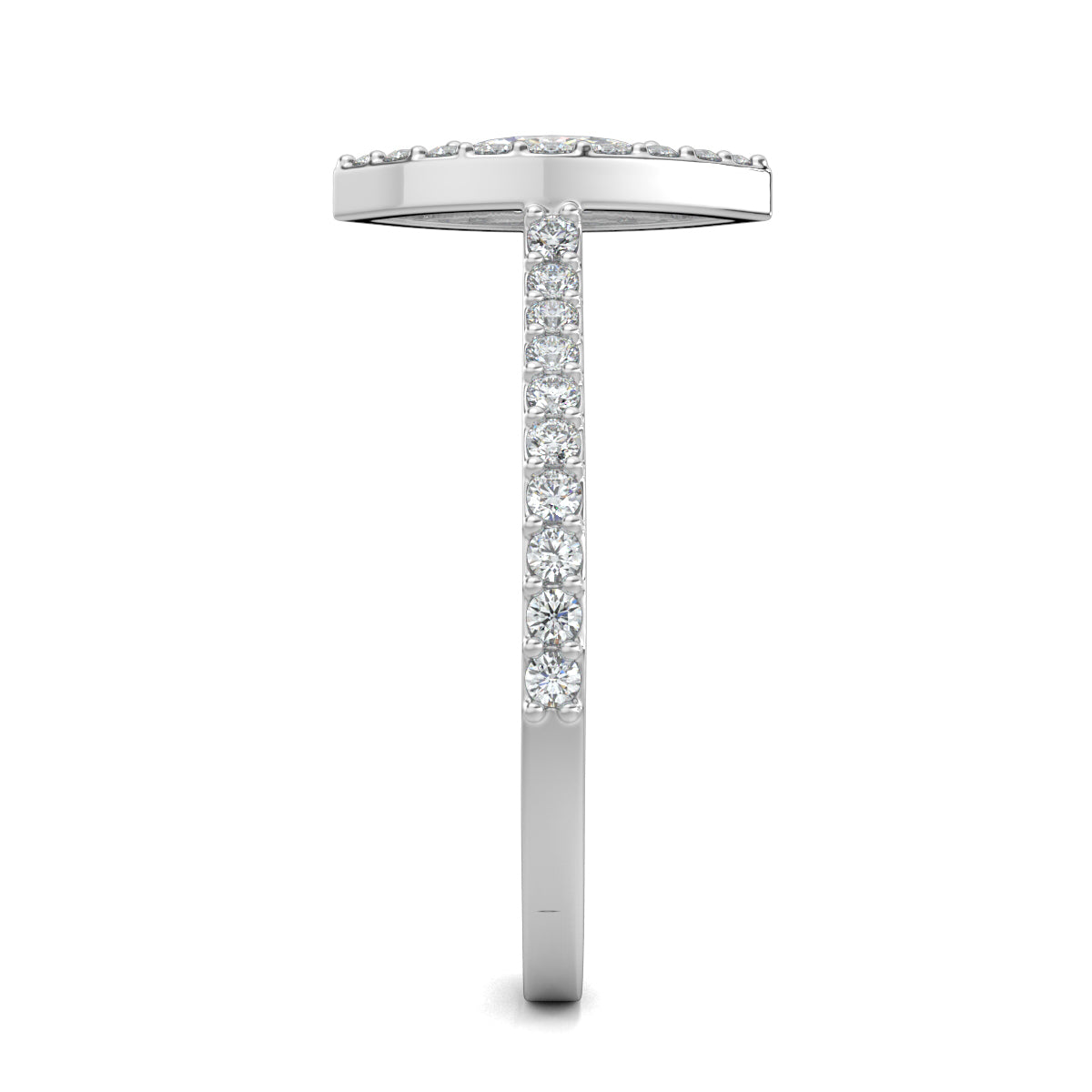 White Gold, Diamond Ring, natural diamond ring, lab-grown diamond ring, Glamourous marquise diamond ring, halo setting, pave-set diamonds, everyday jewelry, marquise shape diamond, sparkling diamond ring