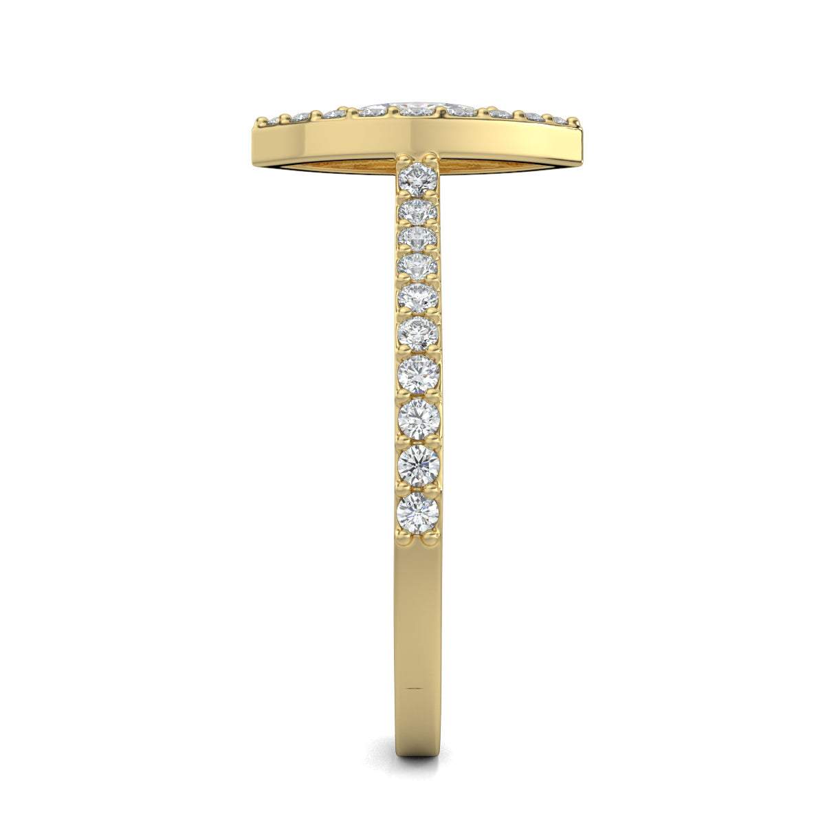 Yellow Gold, Diamond Ring, natural diamond ring, lab-grown diamond ring, Glamourous marquise diamond ring, halo setting, pave-set diamonds, everyday jewelry, marquise shape diamond, sparkling diamond ring
