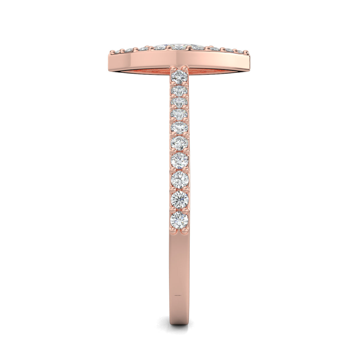 Rose Gold, Diamond Ring, natural diamond ring, lab-grown diamond ring, Glamourous marquise diamond ring, halo setting, pave-set diamonds, everyday jewelry, marquise shape diamond, sparkling diamond ring